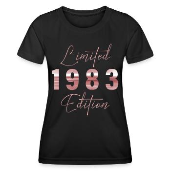 Minimalist Limited 1983 Edition Geburtstag Pastel - Frauen Funktions-T-Shirt - Schwarz - Vorne - AI Model Female 172 light (172cm)