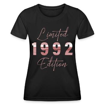 Minimalist Limited 1992 Edition Geburtstag Pastel - Frauen Funktions-T-Shirt - Schwarz - Vorne - AI Model Female 172 light (172cm)
