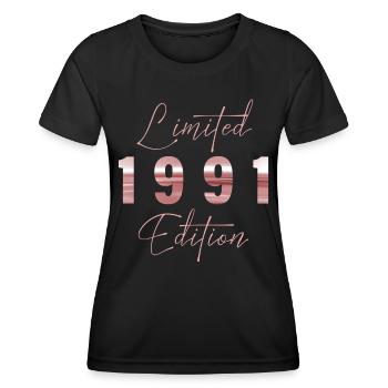 Minimalist Limited 1991 Edition Geburtstag Pastel - Frauen Funktions-T-Shirt - Schwarz - Vorne - AI Model Female 172 light (172cm)