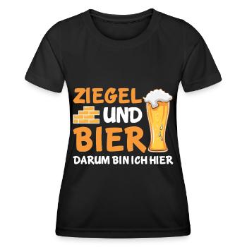 Ziegel und Bier darum bin ich hier - Frauen Funktions-T-Shirt - Schwarz - Vorne - AI Model Female 172 light (172cm)