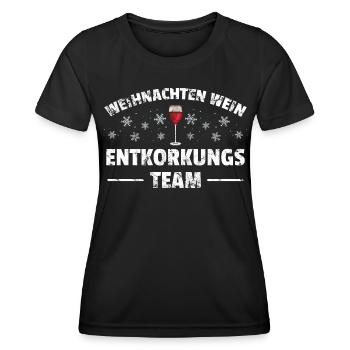 Weihnachten Weinnachten Wein Entkorkungs Geschenk - Frauen Funktions-T-Shirt - Schwarz - Vorne - AI Model Female 172 light (172cm)