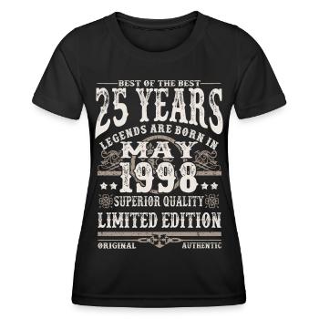 Born in May 1998 - 25 years old - Women's Functional T-Shirt - black - Front - AI Model Female 172 light (172cm)