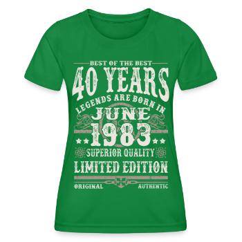 Né en juin 1983 - 40 ans - T-shirt sport Femme - vert - Devant - AI Model Female 172 dark (172cm)