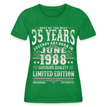 Né en juin 1988 - 35 ans - T-shirt sport Femme - vert - Devant - AI Model Female 172 dark (172cm)