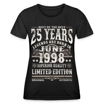 Born in Juni 1998 - 25 years old - Women's Functional T-Shirt - black - Front - AI Model Female 172 light (172cm)