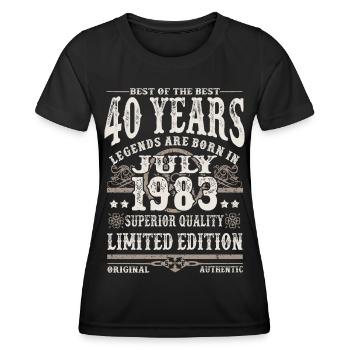 legends born in july 1983 - 40 years - Women's Functional T-Shirt - black - Front - AI Model Female 172 light (172cm)