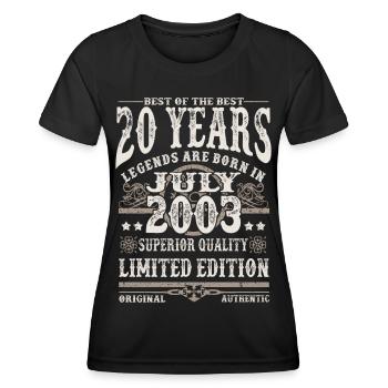 legends born in july 2003 - 20 years - Women's Functional T-Shirt - black - Front - AI Model Female 172 light (172cm)