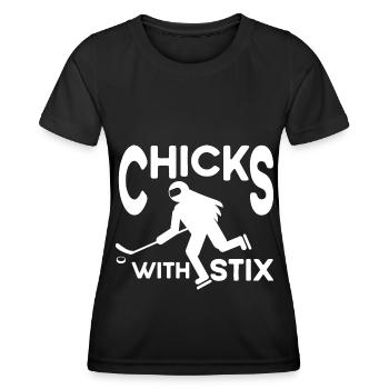 Ice Hockey Skates Puck Hockey Women - Women's Functional T-Shirt - black - Front - AI Model Female 172 light (172cm)