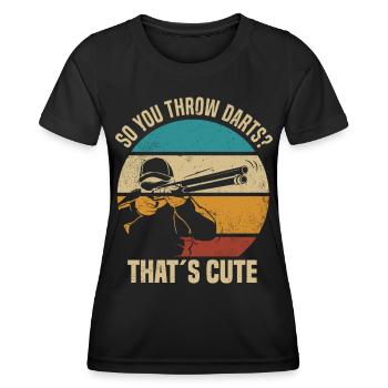 Ja ich schieße wie ein Mädchen | Skeet Geschenke - Frauen Funktions-T-Shirt - Schwarz - Vorne - AI Model Female 172 light (172cm)