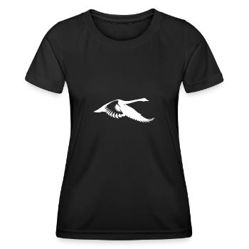 Eleganter fliegender Wasservogel Schwan - Frauen Funktions-T-Shirt - Schwarz - Vorne - AI Model Female 172 light (172cm)