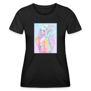 Anime, Anime Girl, Anime Girl, Elf - Women's Functional T-Shirt - black - Front - AI Model Female 172 light (172cm)
