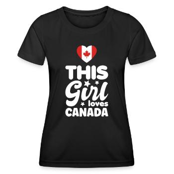 Drapeau du Canada Feuille d’érable Drapeau canadien Canada - T-shirt sport Femme - noir - Devant - AI Model Female 172 light (172cm)