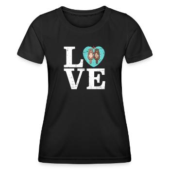 Amour Amour Loutre Couple Couple Coeur Saint-Valentin - T-shirt sport Femme - noir - Devant - AI Model Female 172 light (172cm)