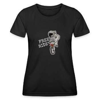 Astronaut mit Bike - Frauen Funktions-T-Shirt - Schwarz - Vorne - AI Model Female 172 light (172cm)