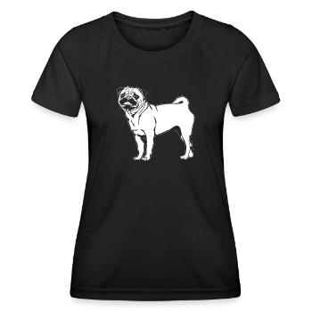 Pug Funny Dogs Dog Portrait Wilsigns - Women's Functional T-Shirt - black - Front - AI Model Female 172 light (172cm)