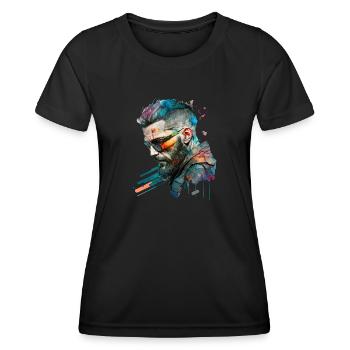 Cyber dystopic No102 - Frauen Funktions-T-Shirt - Schwarz - Vorne - AI Model Female 172 light (172cm)