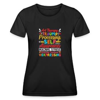 Kunsttherapeut, Grafisches Zeichnen, Kunstdesign - Frauen Funktions-T-Shirt - Schwarz - Vorne - AI Model Female 172 light (172cm)