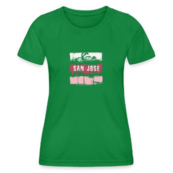 San Jose Kalifornien Urlaub Souvenir Zusammenfassung - Frauen Funktions-T-Shirt - Kelly Green - Vorne - AI Model Female 172 dark (172cm)