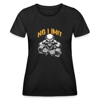 No Limit Hard Workout Skull with Dumbbell - Women's Functional T-Shirt - black - Front - AI Model Female 172 light (172cm)