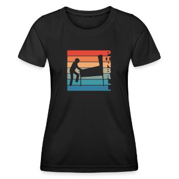 Flipper Spieler Retro Pinball machine player - Frauen Funktions-T-Shirt - Schwarz - Vorne - AI Model Female 172 light (172cm)
