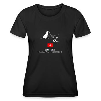 Zermatt Ski - T-shirt sport Femme - noir - Devant - AI Model Female 172 light (172cm)