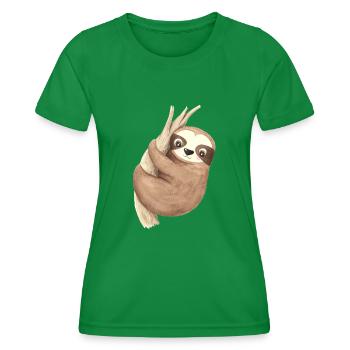 Süßes Faultier Baby Amazonas Regenwald Südamerika - Frauen Funktions-T-Shirt - Kelly Green - Vorne - AI Model Female 172 dark (172cm)