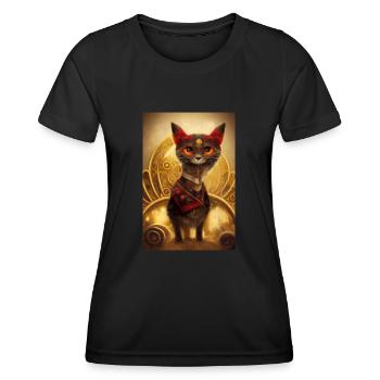 Little cat in Art Deco style - Women's Functional T-Shirt - black - Front - AI Model Female 172 light (172cm)