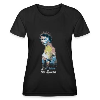 Reine II - Elizabeth Angleterre - Reine d’Angleterre, - T-shirt sport Femme - noir - Devant - AI Model Female 172 light (172cm)