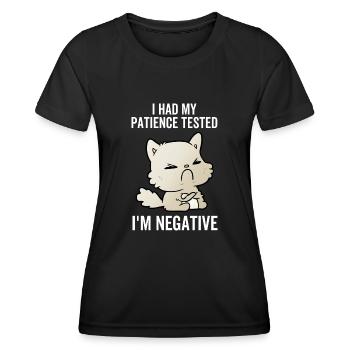 J’ai eu ma patience testée Je suis négatif - T-shirt sport Femme - noir - Devant - AI Model Female 172 light (172cm)
