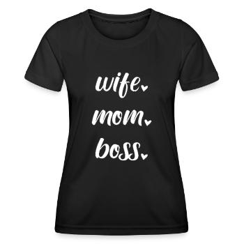 Mama Mutter Muttertag Ehefrau Boss Familie Herz - Frauen Funktions-T-Shirt - Schwarz - Vorne - AI Model Female 172 light (172cm)