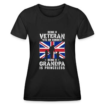 A Veteran Is An Honor Being A Grandpa Is Priceless - Women's Functional T-Shirt - black - Front - AI Model Female 172 light (172cm)