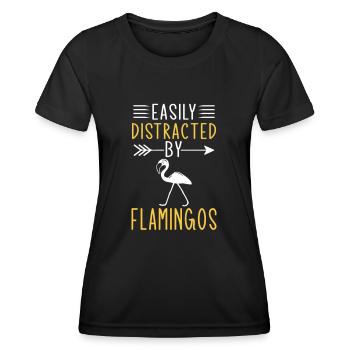 Leicht abgelenkt von Flamingos - Frauen Funktions-T-Shirt - Schwarz - Vorne - AI Model Female 172 light (172cm)