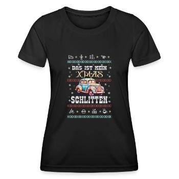 Weihnachten Design - Das ist mein XMAS Schlitten - Frauen Funktions-T-Shirt - Schwarz - Vorne - AI Model Female 172 light (172cm)