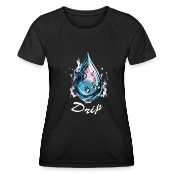Chrom Wassertropfen - Frauen Funktions-T-Shirt - Schwarz - Vorne - AI Model Female 172 light (172cm)