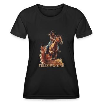 Barrel Racer Girl Reiten Pferd Yellowstone - Frauen Funktions-T-Shirt - Schwarz - Vorne - AI Model Female 172 light (172cm)