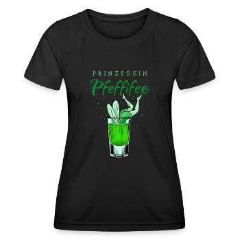Prinzessin Pfeffifee Pfefferminz Likör Saufen JGA - Frauen Funktions-T-Shirt - Schwarz - Vorne - AI Model Female 172 light (172cm)
