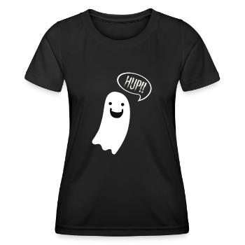 Geist Ghost Boo Hup Halloween - Frauen Funktions-T-Shirt - Schwarz - Vorne - AI Model Female 172 light (172cm)