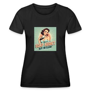 Soap Making - I'm a Soap Addict - Women's Functional T-Shirt - black - Front - AI Model Female 172 light (172cm)