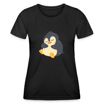 Le pingouin dort - T-shirt sport Femme - noir - Devant - AI Model Female 172 light (172cm)