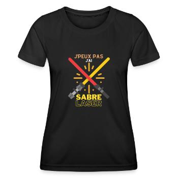 Je Peux Pas J'ai Sabre Laser Lumineux Rouge épée - T-shirt sport Femme - noir - Devant - AI Model Female 172 light (172cm)