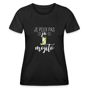 Je Peux Pas J'ai Mojito Apéro Alcool Cocktail - T-shirt sport Femme - noir - Devant - AI Model Female 172 light (172cm)