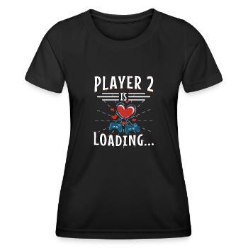 Becoming Father Player 2 Pregnant Gaming Sayings - Women's Functional T-Shirt - black - Front - AI Model Female 172 light (172cm)