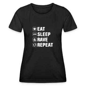 Rave Raver Saying - Women's Functional T-Shirt - black - Front - AI Model Female 172 light (172cm)