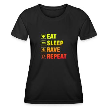 Rave Raver EDM Festival Saying Funny - Women's Functional T-Shirt - black - Front - AI Model Female 172 light (172cm)