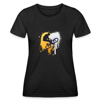 Vélo BMX Freestyle Enfant Ado - T-shirt sport Femme - noir - Devant - AI Model Female 172 light (172cm)