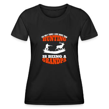 Chasse homme sort grand-père chasseur chasse grand-père papa - T-shirt sport Femme - noir - Devant - AI Model Female 172 light (172cm)