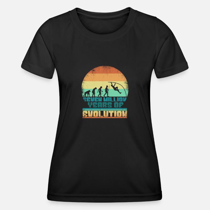 Stabhochsprung Evolution Geschenkidee 005-189 - Frauen Funktions-T-Shirt - Schwarz