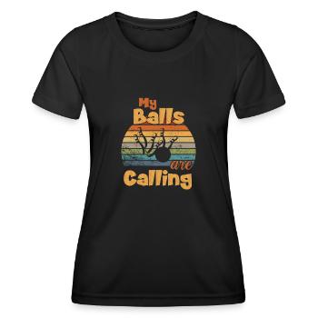 Mes balles appellent / Bowling - T-shirt sport Femme - noir - Devant - AI Model Female 172 light (172cm)
