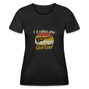 I´d rather play Guitar / Gitarre - Frauen Funktions-T-Shirt - Schwarz - Vorne - AI Model Female 172 light (172cm)