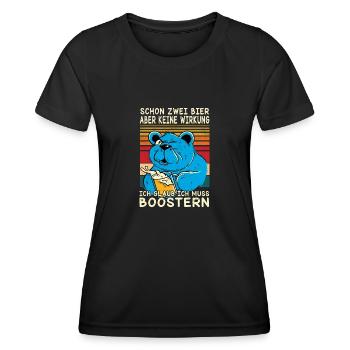 Schon zwei Bier aber noch keine Wirkung, Boostern! - Frauen Funktions-T-Shirt - Schwarz - Vorne - AI Model Female 172 light (172cm)